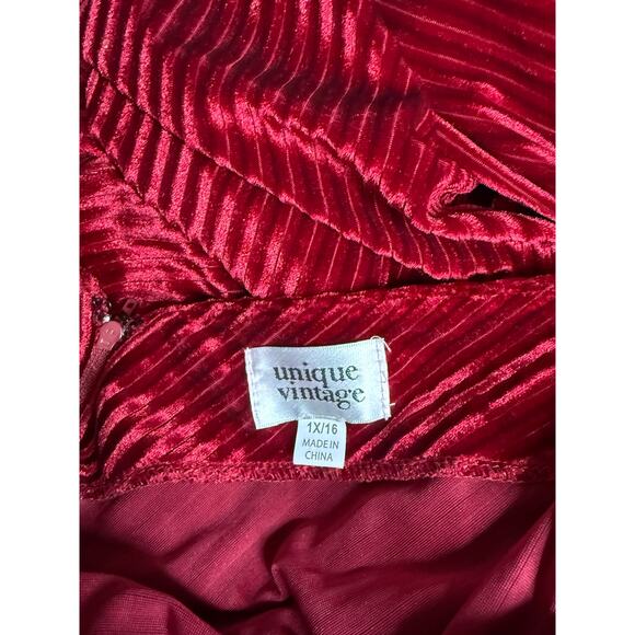 Unique Vintage Garnet Red Ribbed Velvet Swing Dress 1X NWOT - Picture 6 of 6